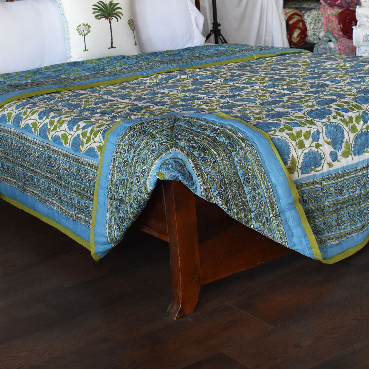 Jaipuri Razai With Natural Dyes Double | Kamal Aqua 205309