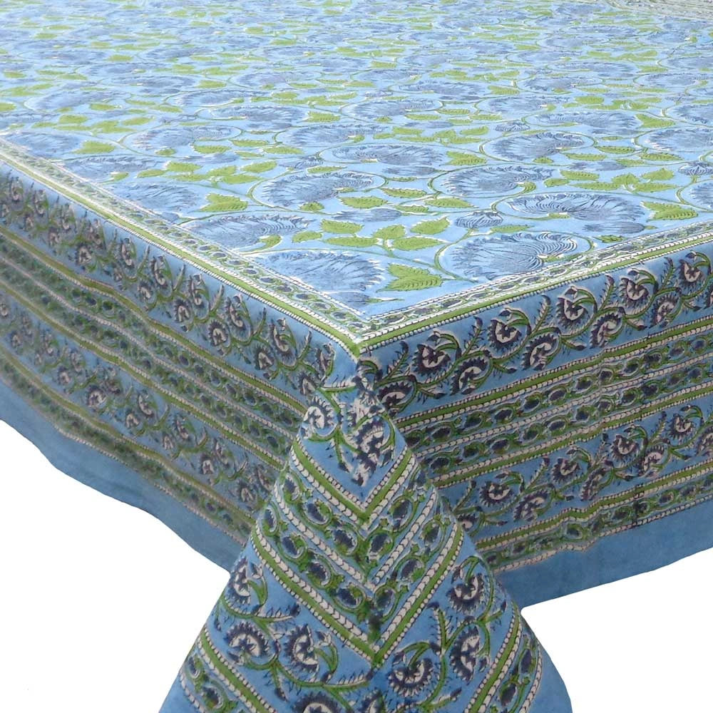 Jaipur Hand Block Tablecloth | Kamal Aqua Gud 105995