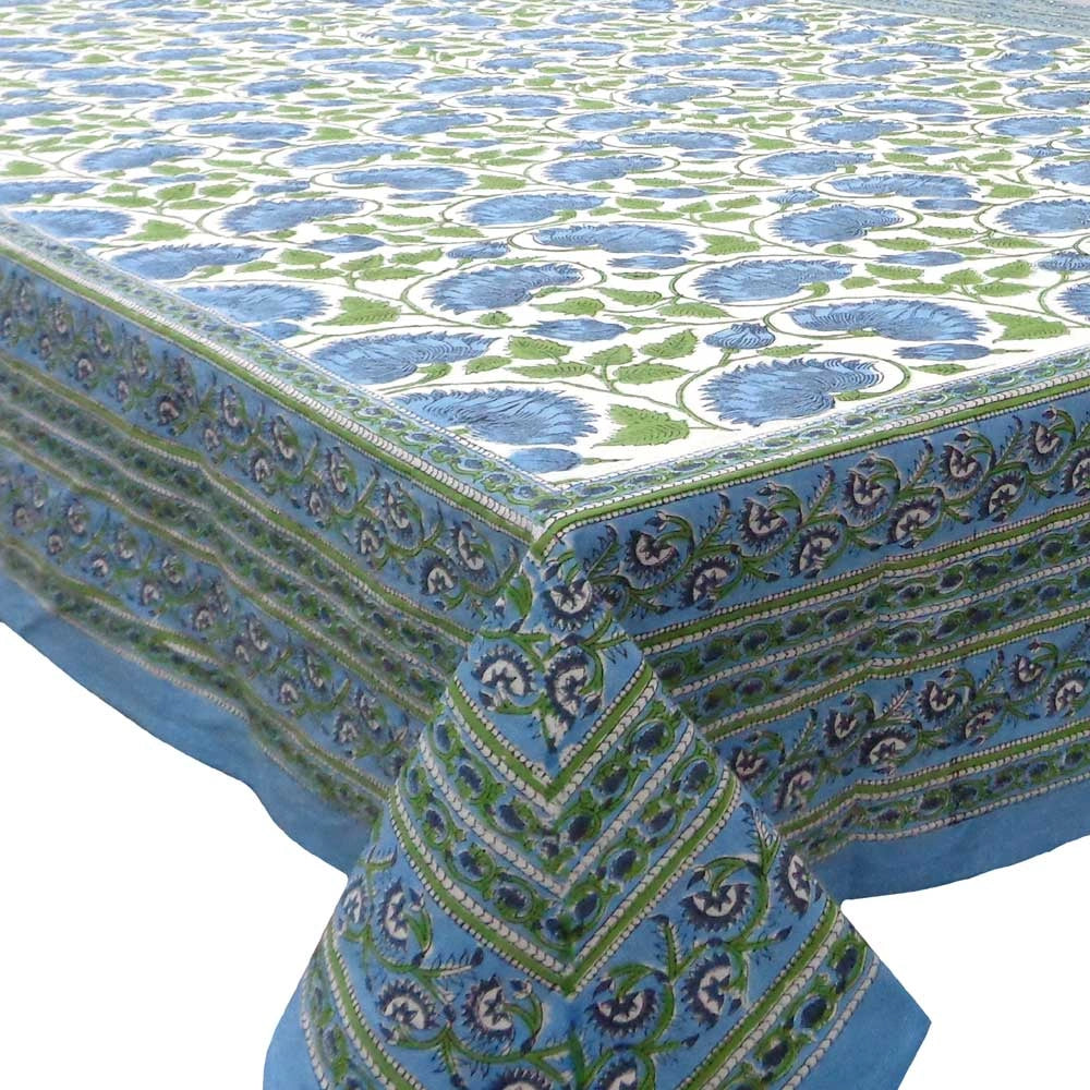 Eco-Friendly Natural Dyed Large Table Cover | Kamal Aqua Open 106099
