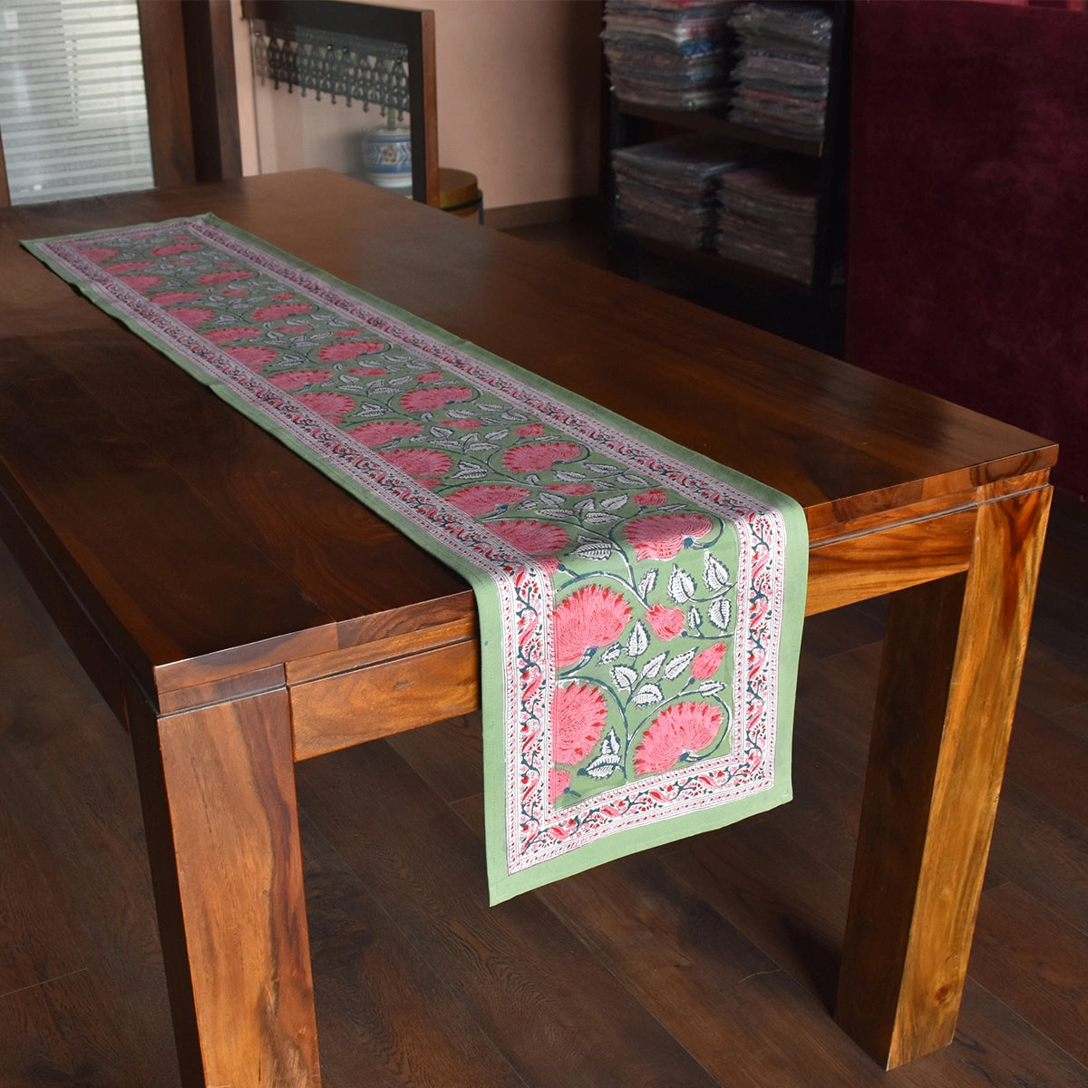 Eco-Friendly Natural Dyed Table Runner | Kamal Gulabi Gud 206591