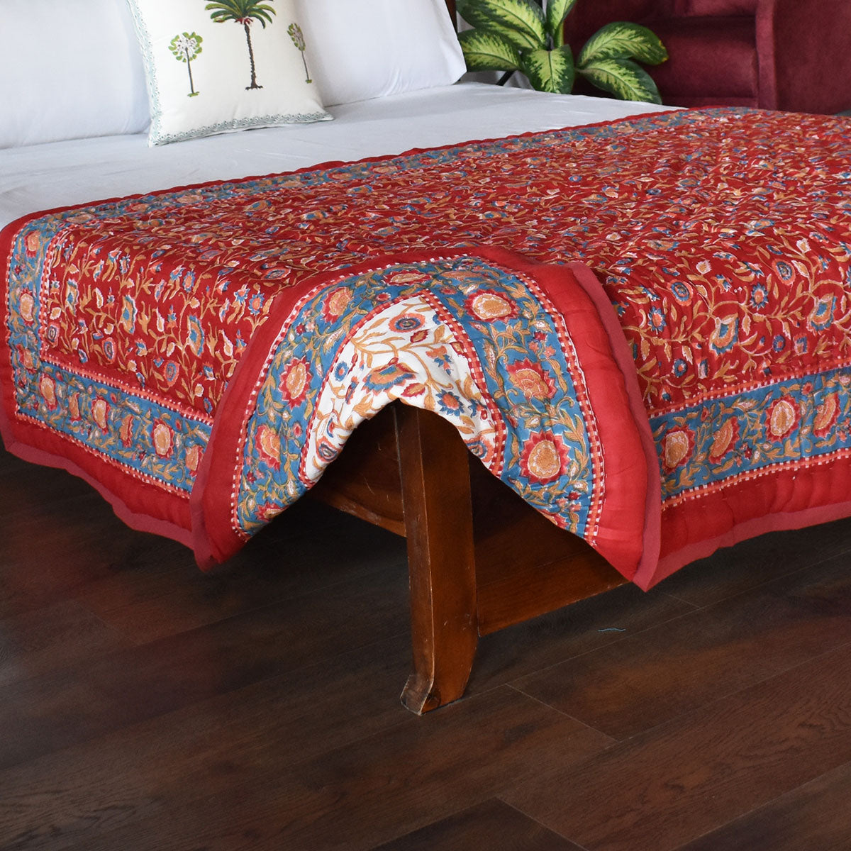 Natural Dye Single Quilt | Kashida Red 303581