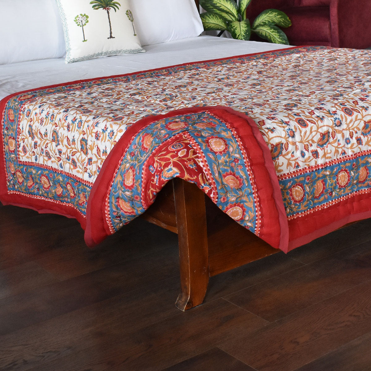 Natural Dye Single Quilt | Kashida Red 303581