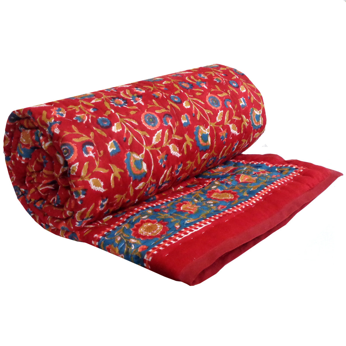 Natural Dye Single Quilt | Kashida Red 303581