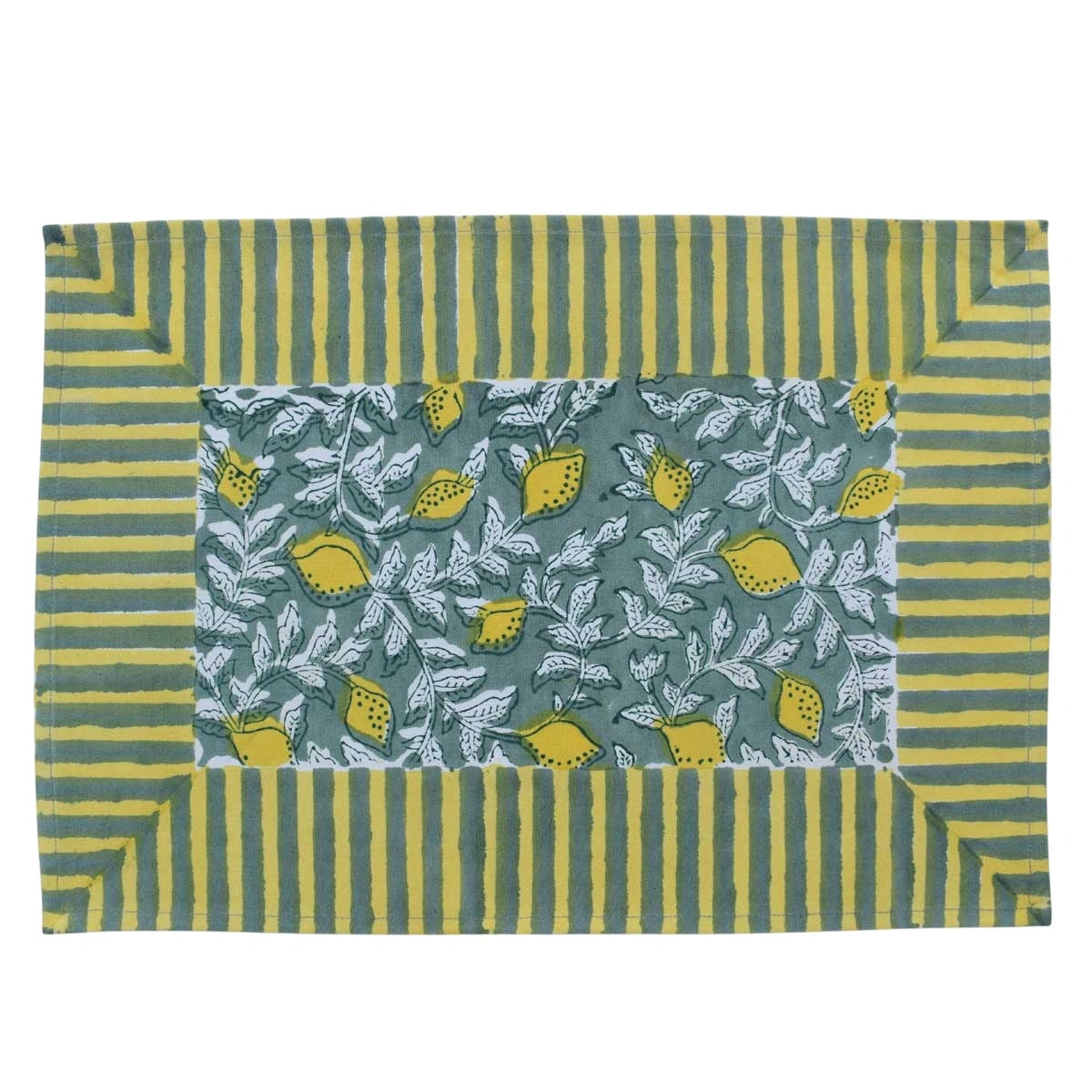 Artisan Table Linen (Set of 2 Table mats) | Lemon Green 202405