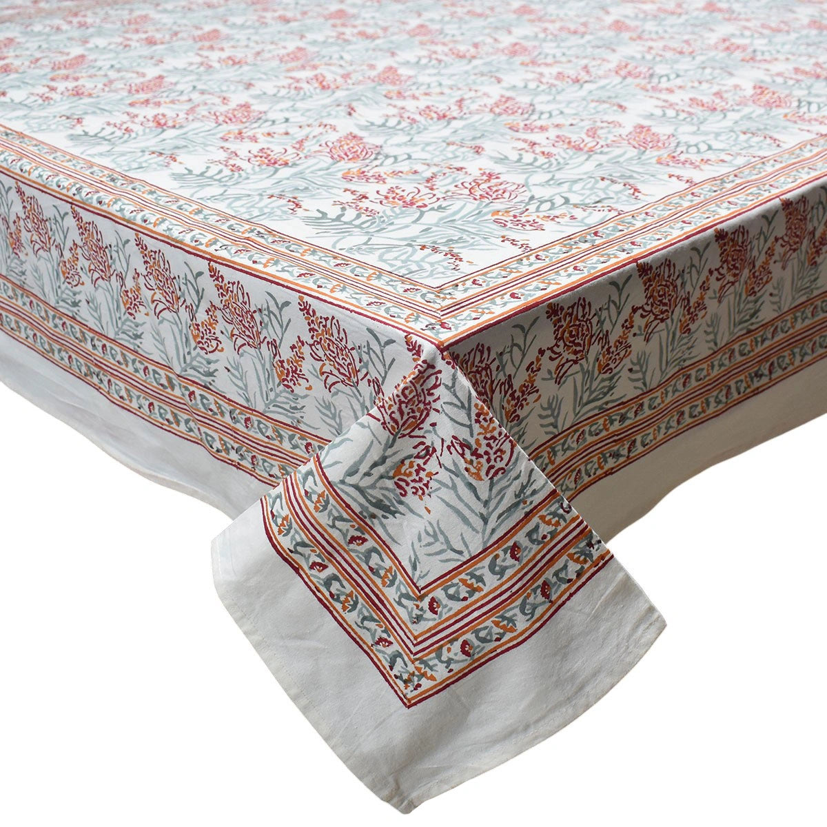 Oversized Cotton Tablecloth For Buffet Tables | Lilas Tango Lily 202508 Block Printed
