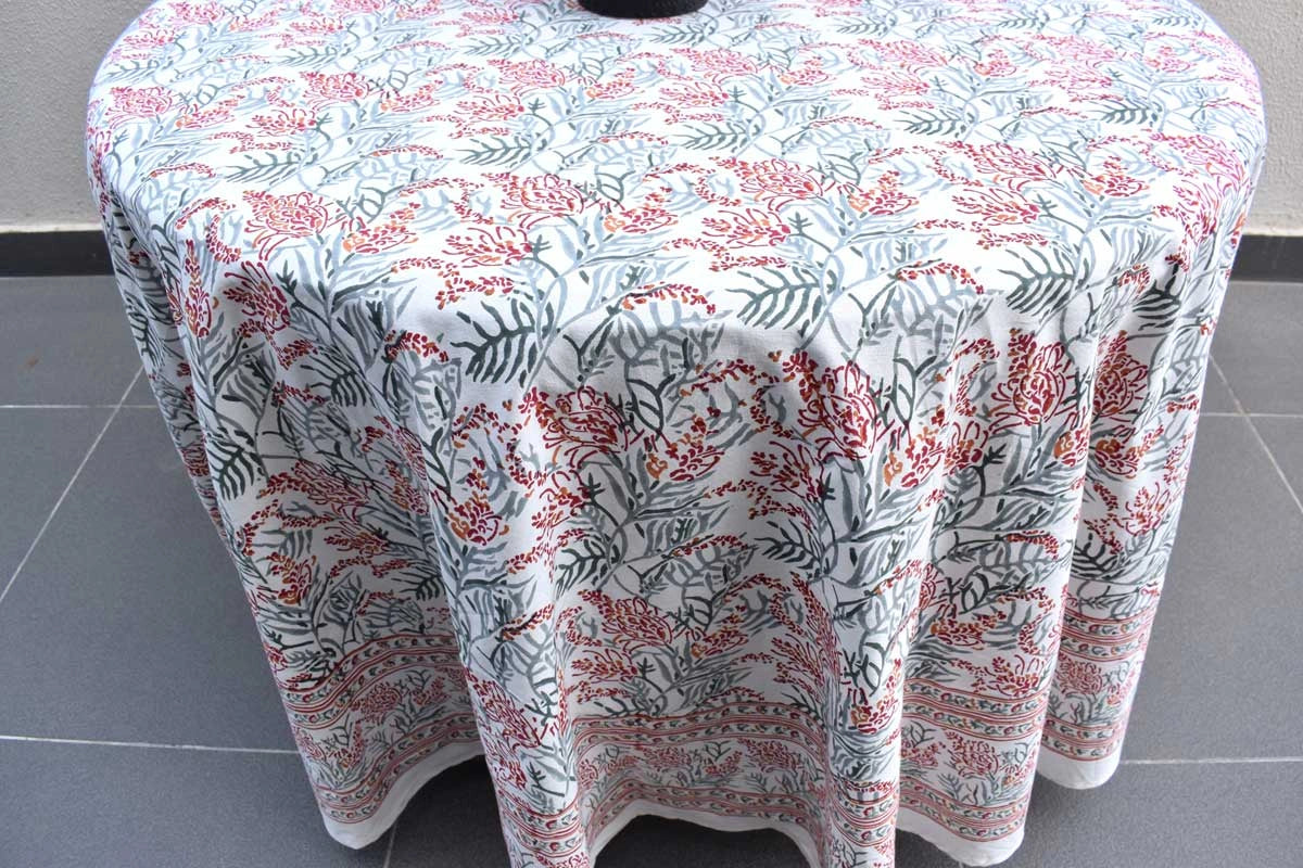 JAIPURI RAZAI Artisan Tablecloth For 10 Seater Lilas Tango Lily