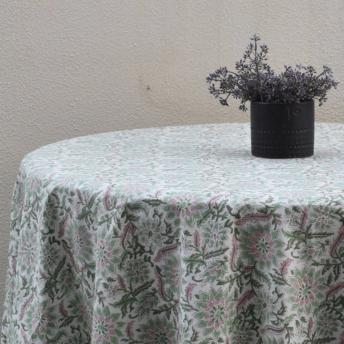 Traditional Indian Block Print Large Table Linen Madhubala Green