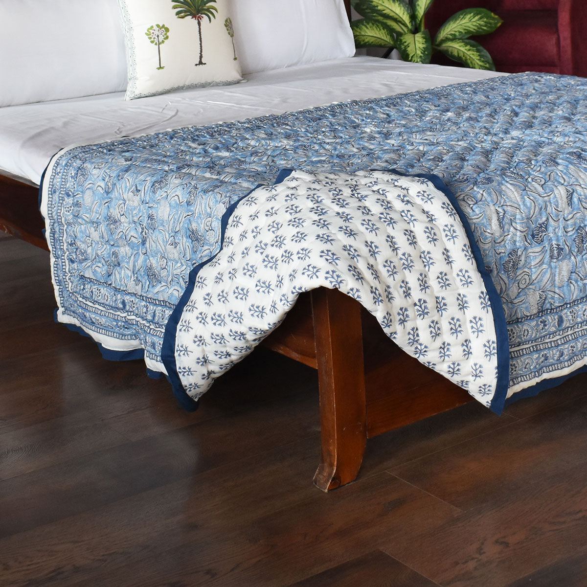 Jaipur Quilt For Single Bed | Meadow Song Blue 202513