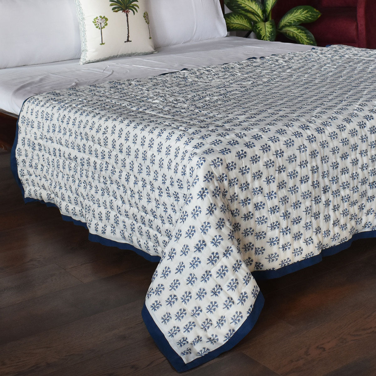 Jaipur Quilt For Single Bed | Meadow Song Blue 202513