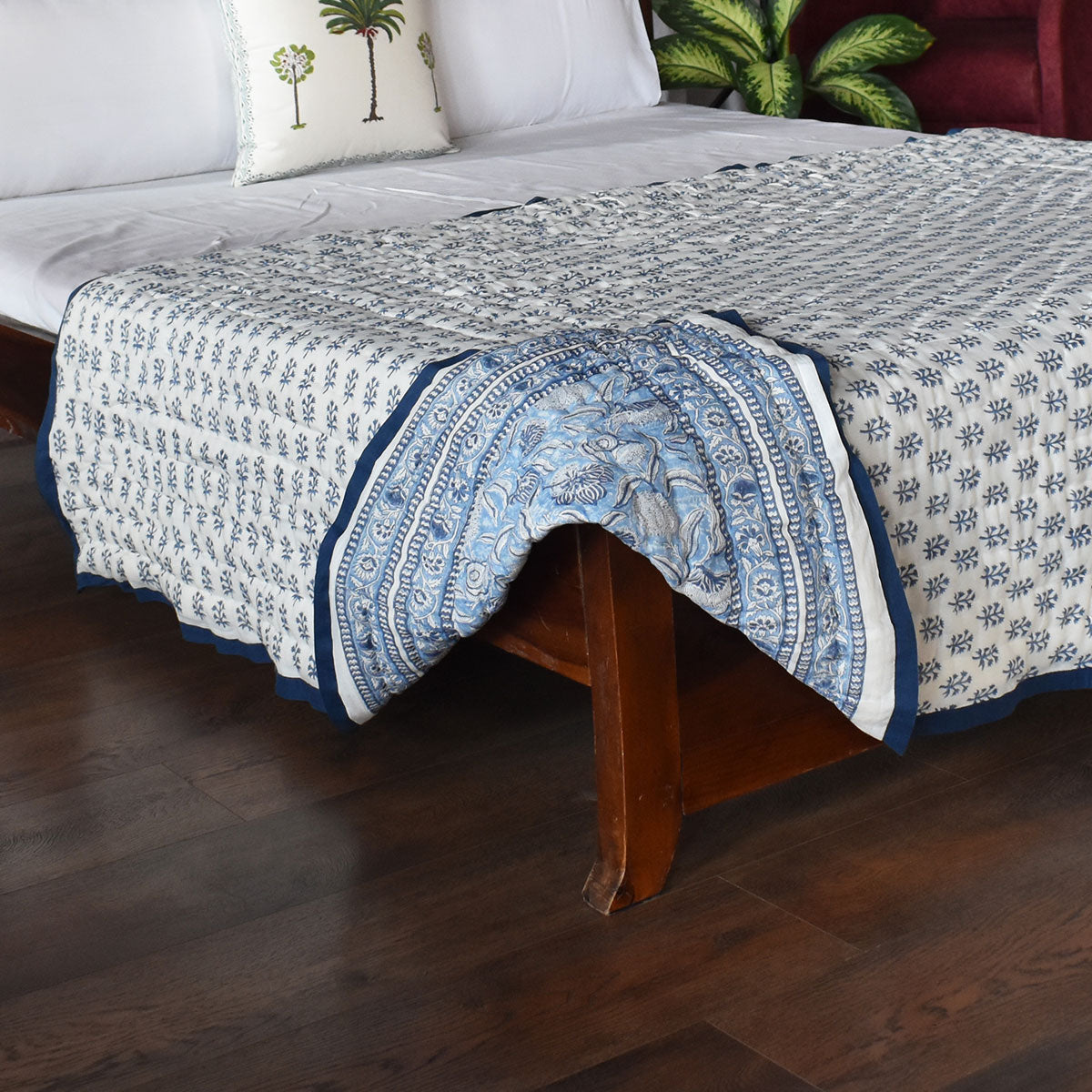 Jaipur Quilt For Single Bed | Meadow Song Blue 202513