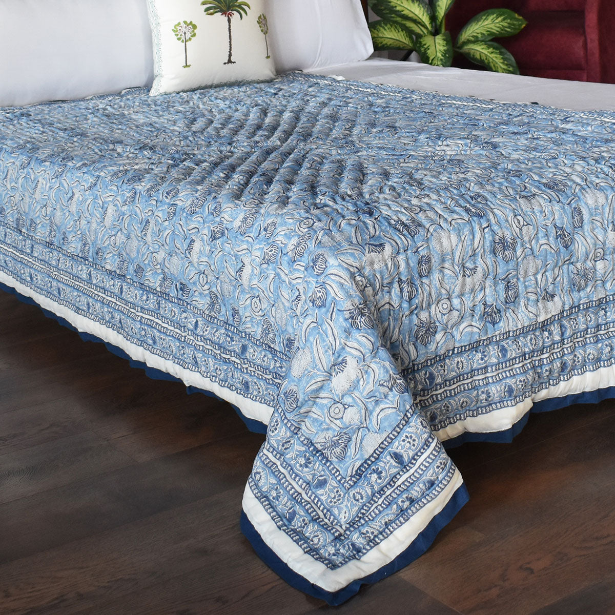 Jaipur Quilt For Single Bed | Meadow Song Blue 202513
