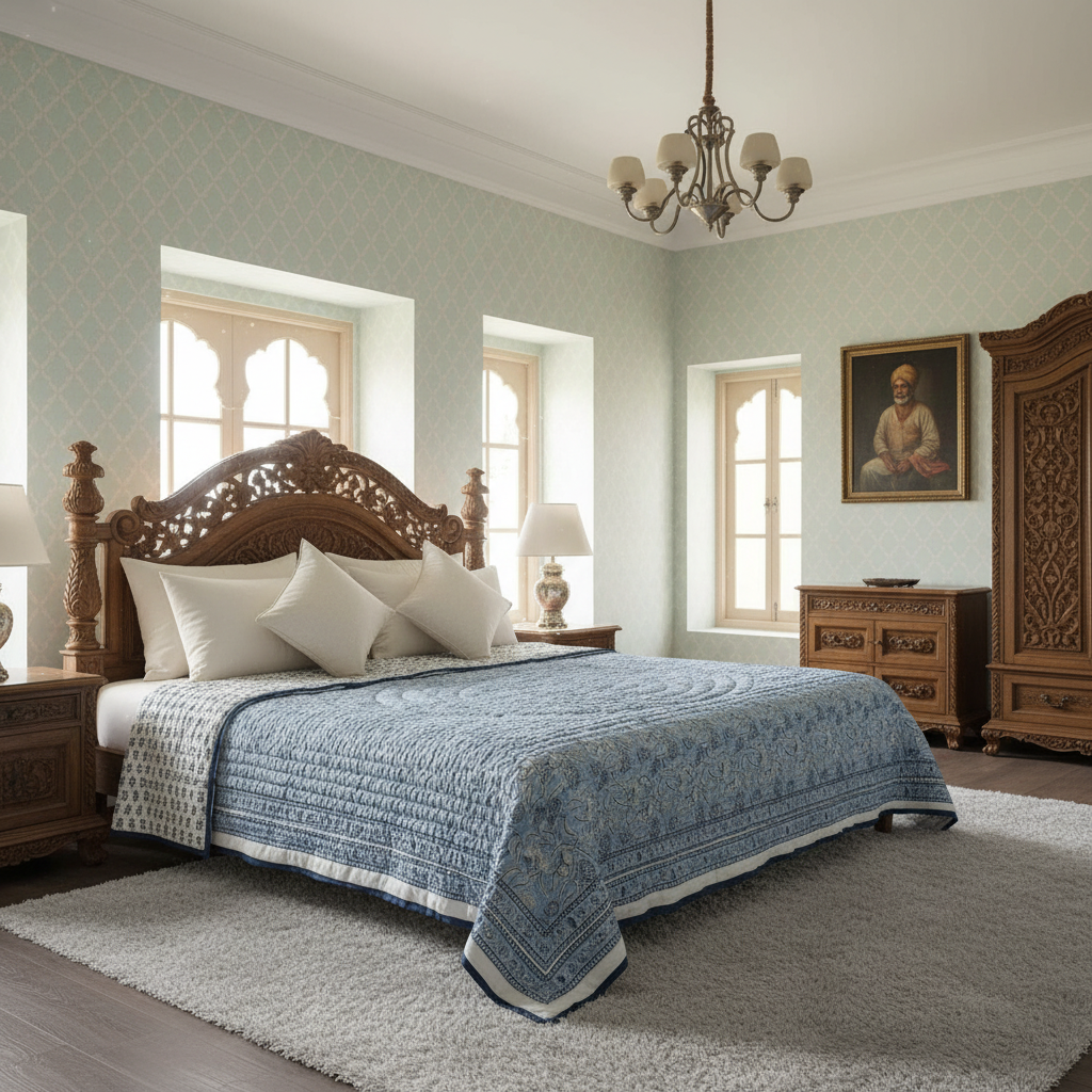 Lightweight Summer Quilt Double |  Meadow Song Blue 202513