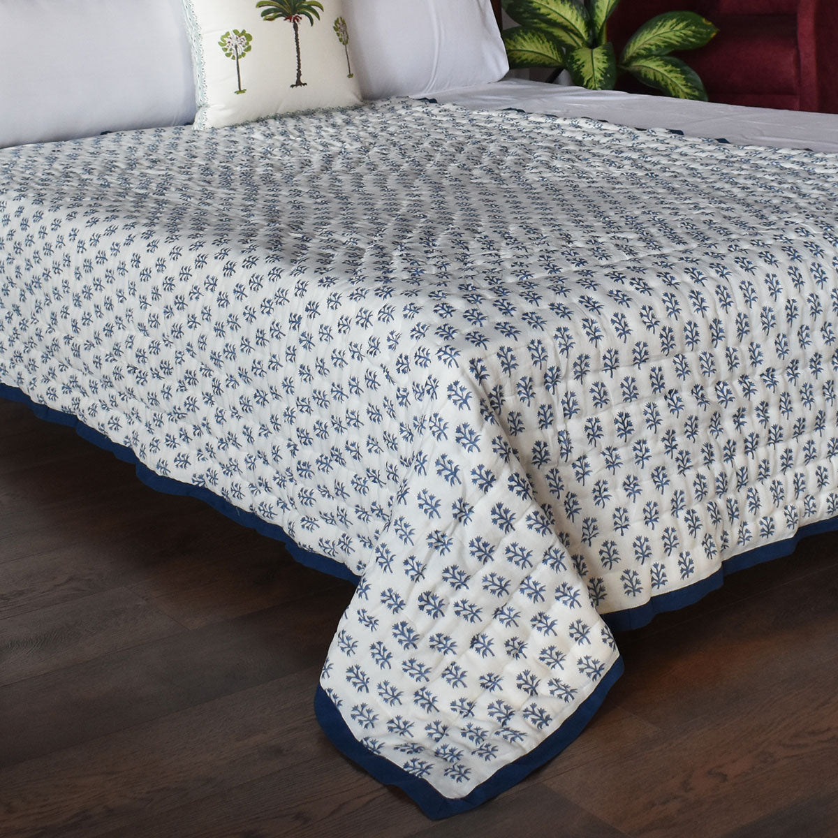 Jaipur Quilt For Single Bed | Meadow Song Blue 202513
