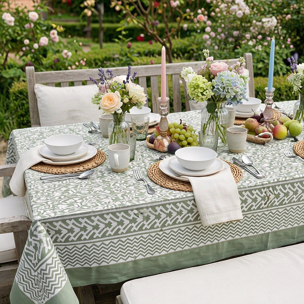 6-8 Seater Large Tablecloth With Floral Prints | Mogra 202540