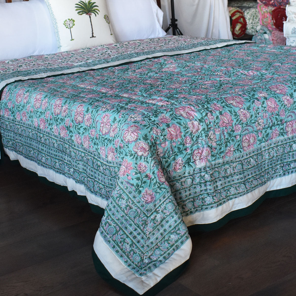 •	King Size Jaipuri Razai | Mohini Green Gud 620605