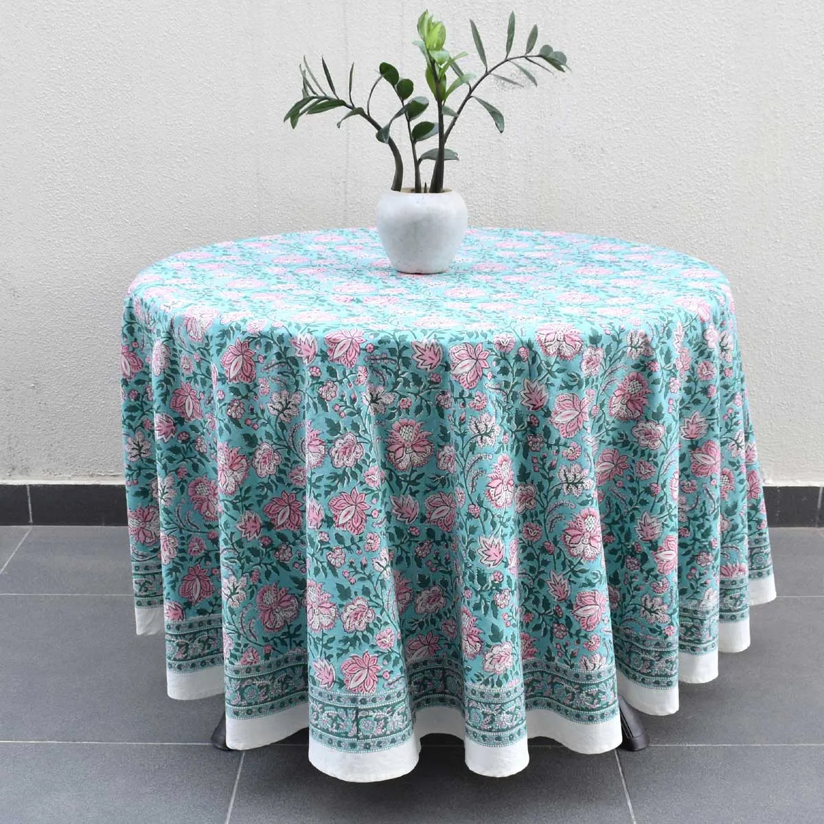 275 Cm Round Table Cover For Celebrations Mohini Green Gud