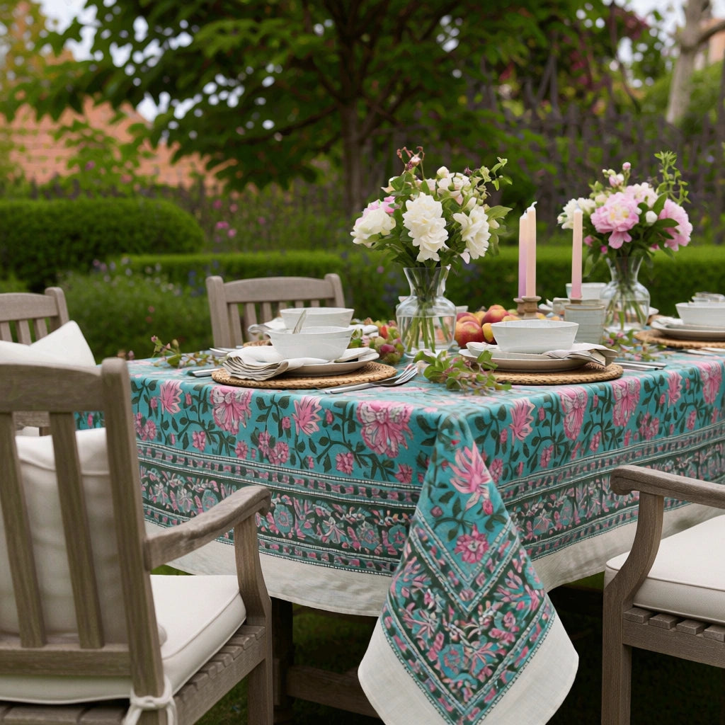 12 Seater Tablecloth ‚ 180x340 cms | Mohini Green Gud 620605