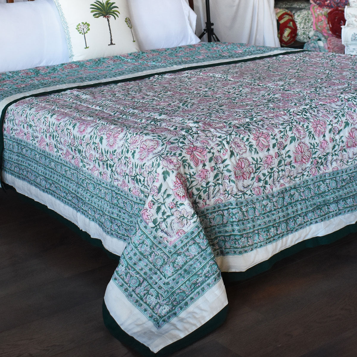•	King Size Jaipuri Razai | Mohini Green Gud 620605