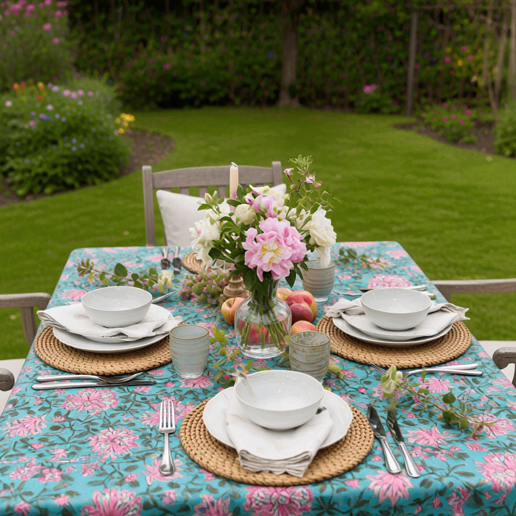 12 Seater Tablecloth ‚ 180x340 cms | Mohini Green Gud 620605