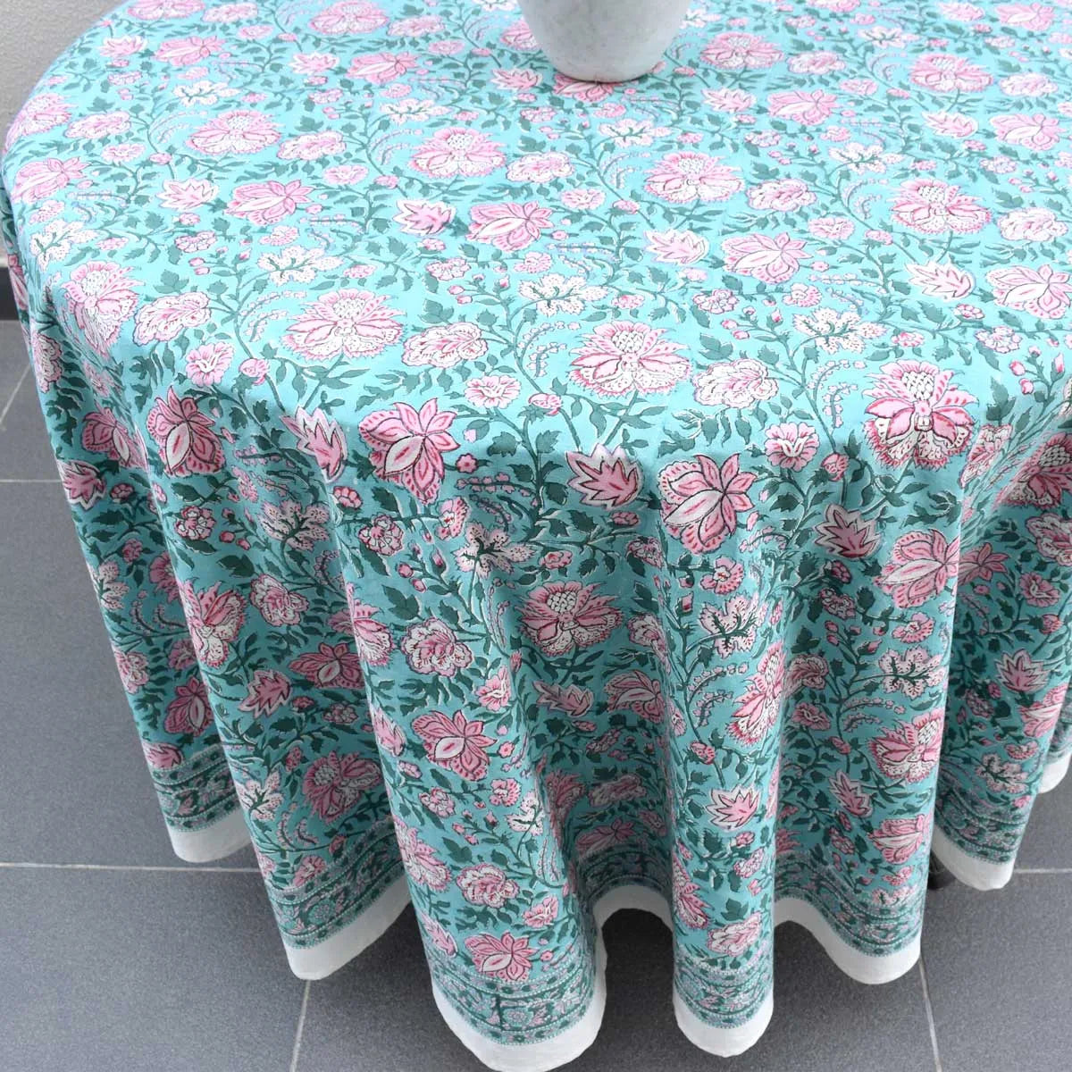 275 Cm Round Table Cover For Celebrations Mohini Green Gud