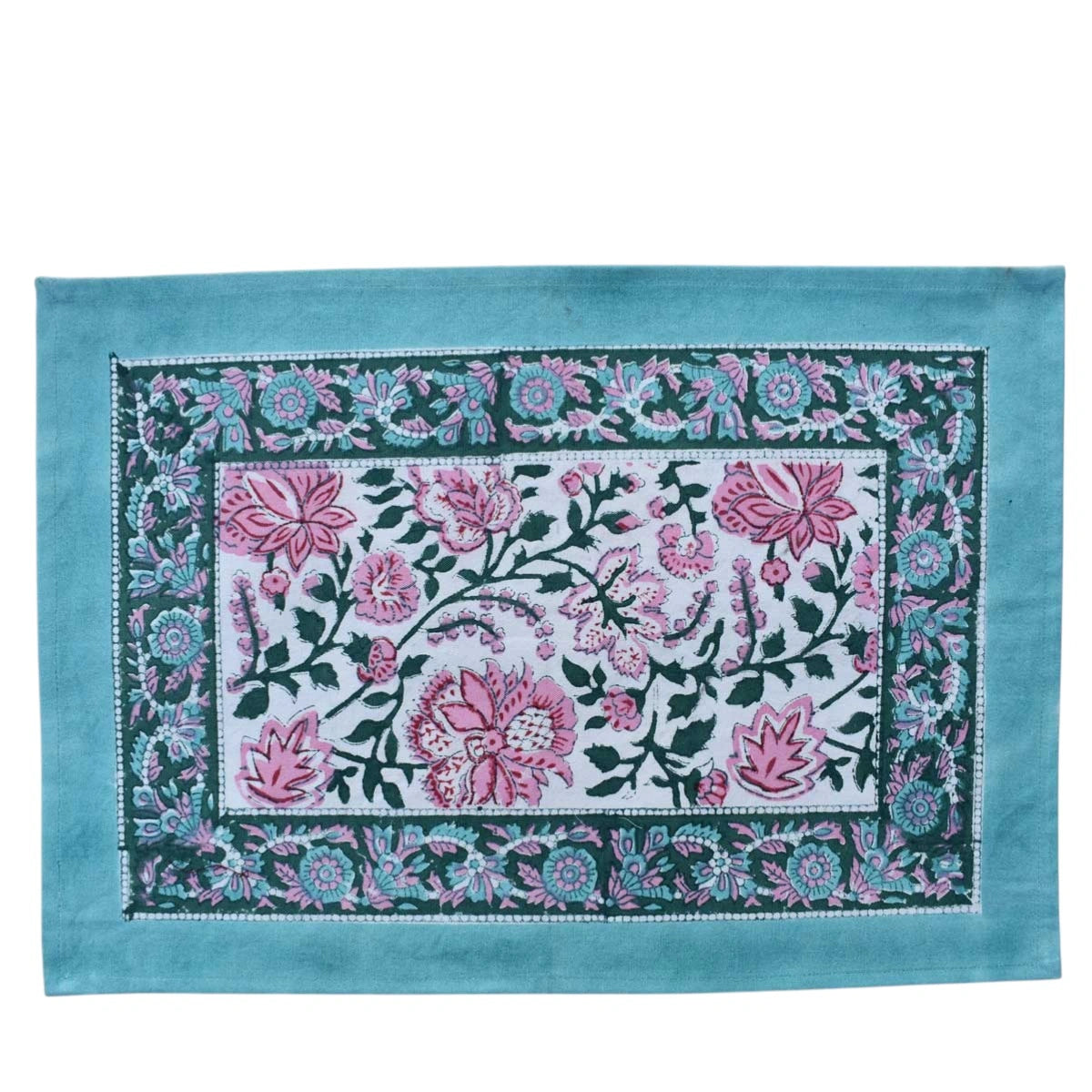 Natural Dye Table Mats (Set of 2 Table mats) | Mohini Green Open 620606