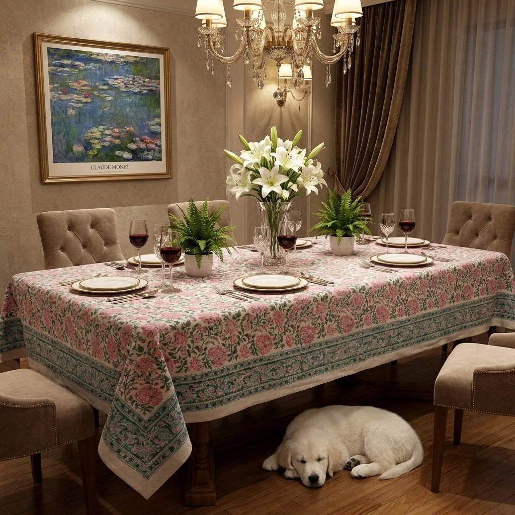 72 X 108 Inch Tablecloth | Mohini Green Open 620606