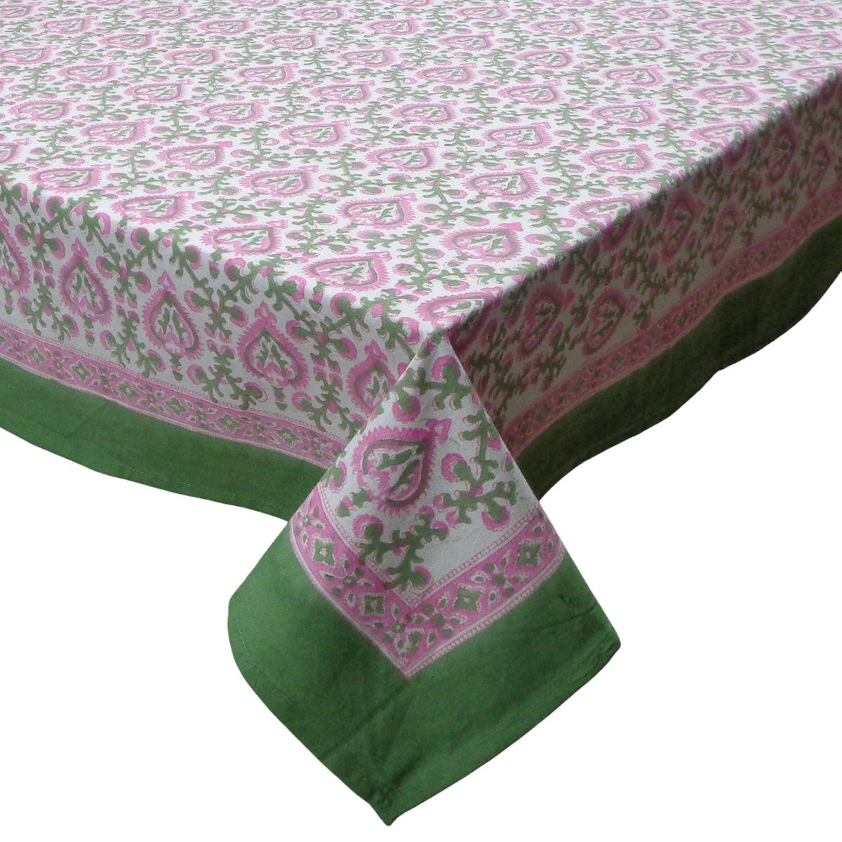 Fine Cotton Long Tablecloth For Large Gatherings | Mughal Pink Green 202520
