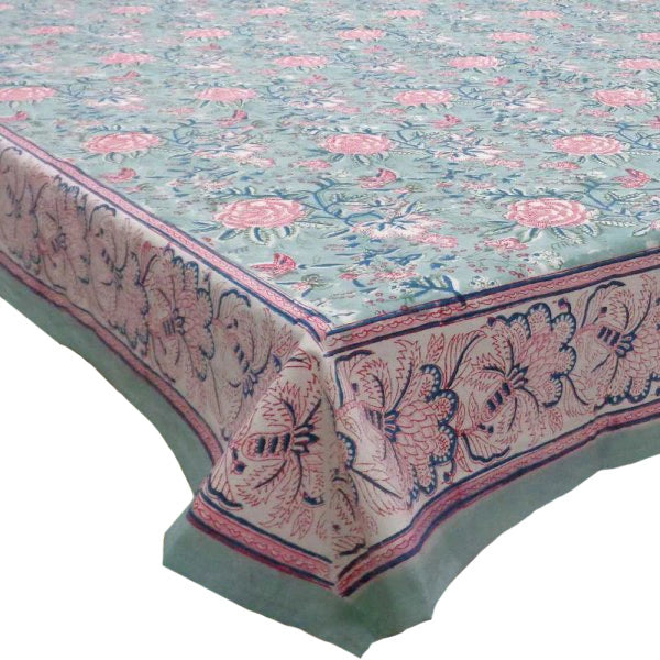 Hand Block Printed Cotton Tablecloth 180x270 cms | Naya Gulab Gud 106799