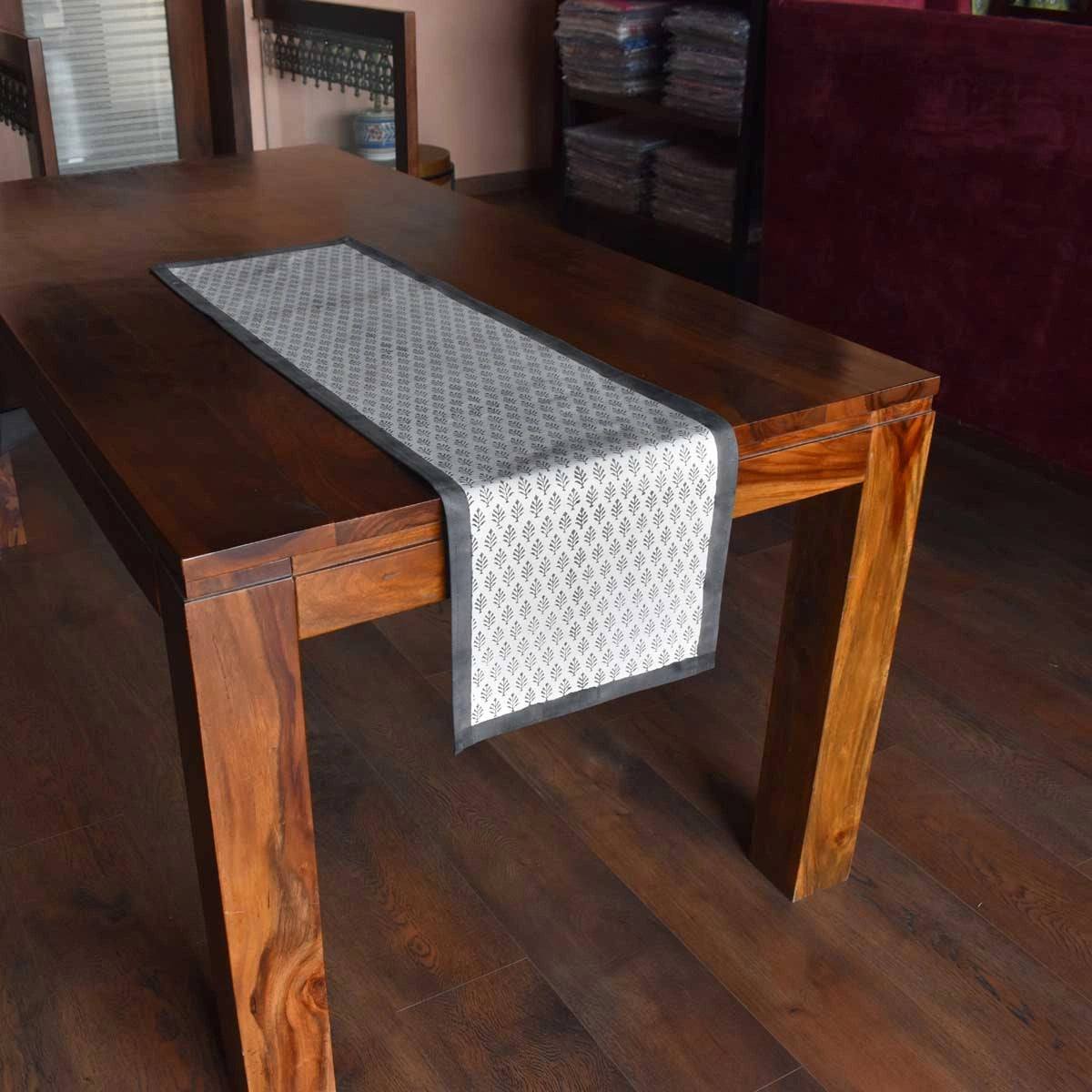 Diwali Table Runner Neem Grey