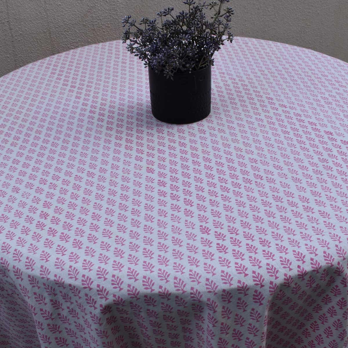 Oversized Round Cotton Tablecloth For Banquet Tables | Neem Carmine Rose 701741