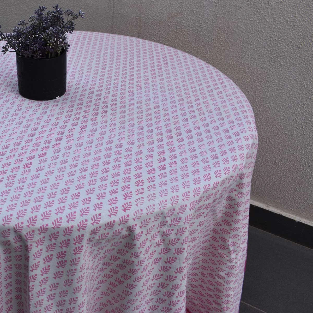 Oversized Round Cotton Tablecloth For Banquet Tables | Neem Carmine Rose 701741