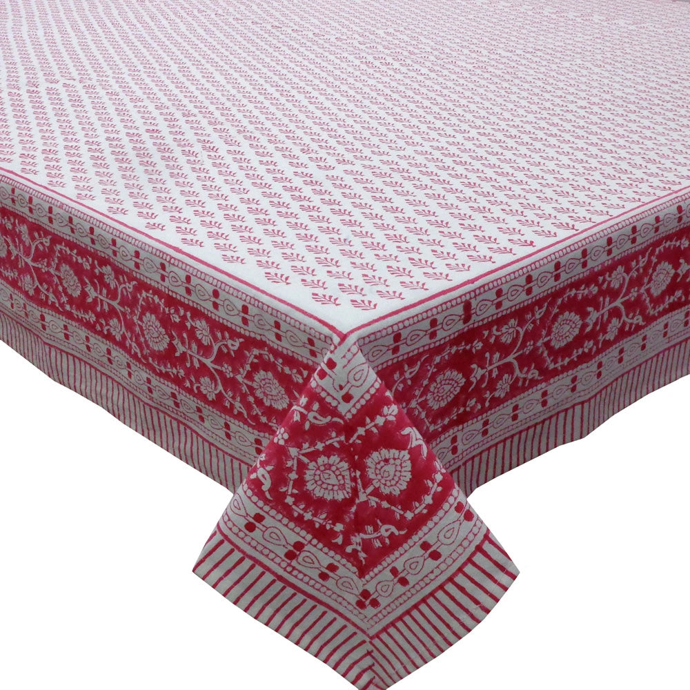 6-8 Seater Large Tablecloth With Floral Prints | Neem Raspberry 204714