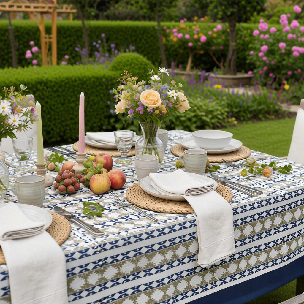 Reusable Table Cover | Nordic Blue Greystone Stripe 202527