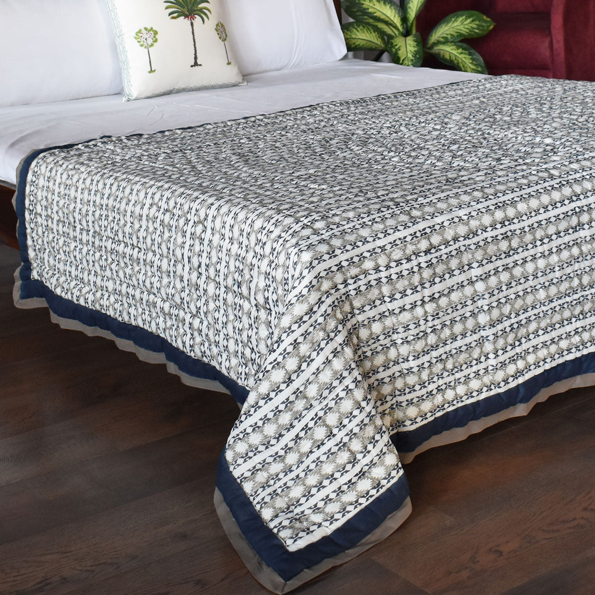 Eco-Friendly Natural Dyed Single Bedding | Nordic Blue Greystone Stripe 202527