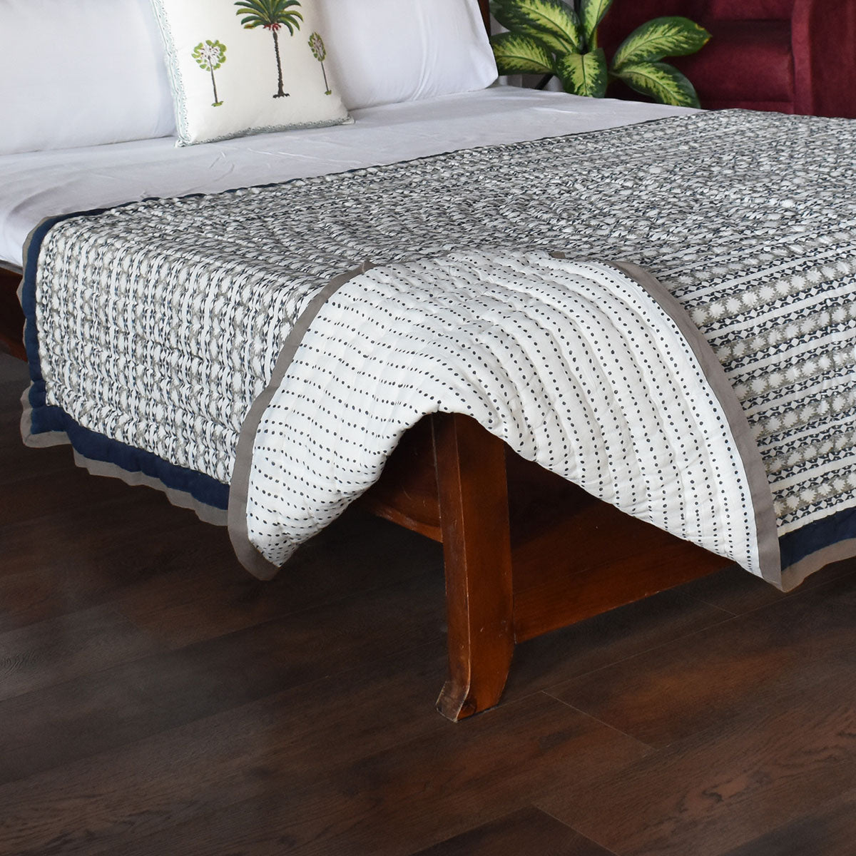 Eco-Friendly Natural Dyed Single Bedding | Nordic Blue Greystone Stripe 202527
