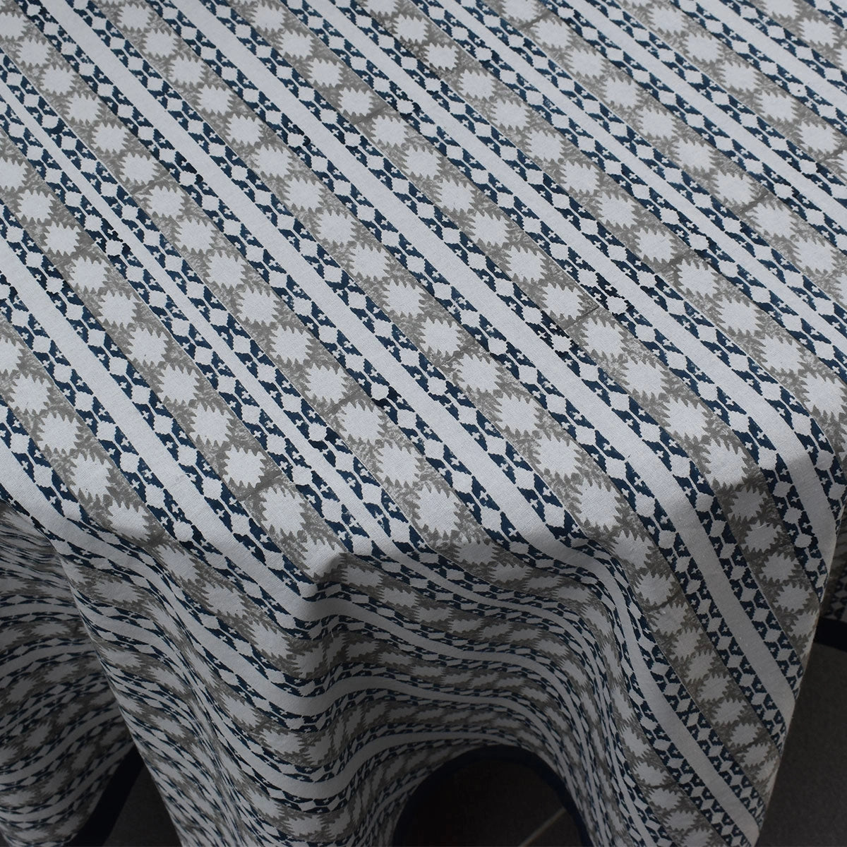 Banquet Table Cover Nordic Blue Greystone Stripe