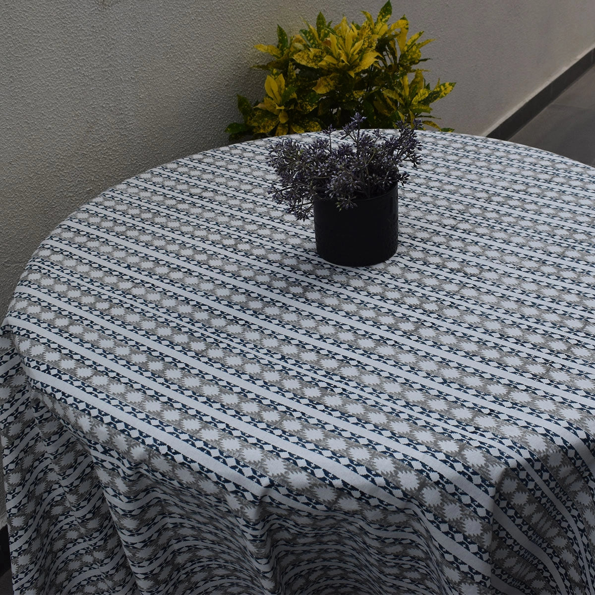Banquet Table Cover Nordic Blue Greystone Stripe