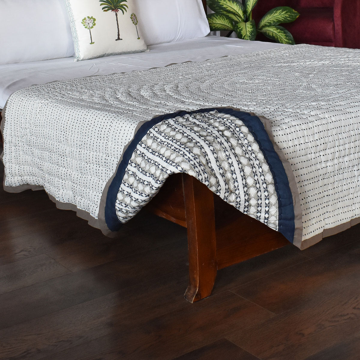 Eco-Friendly Natural Dyed Single Bedding | Nordic Blue Greystone Stripe 202527