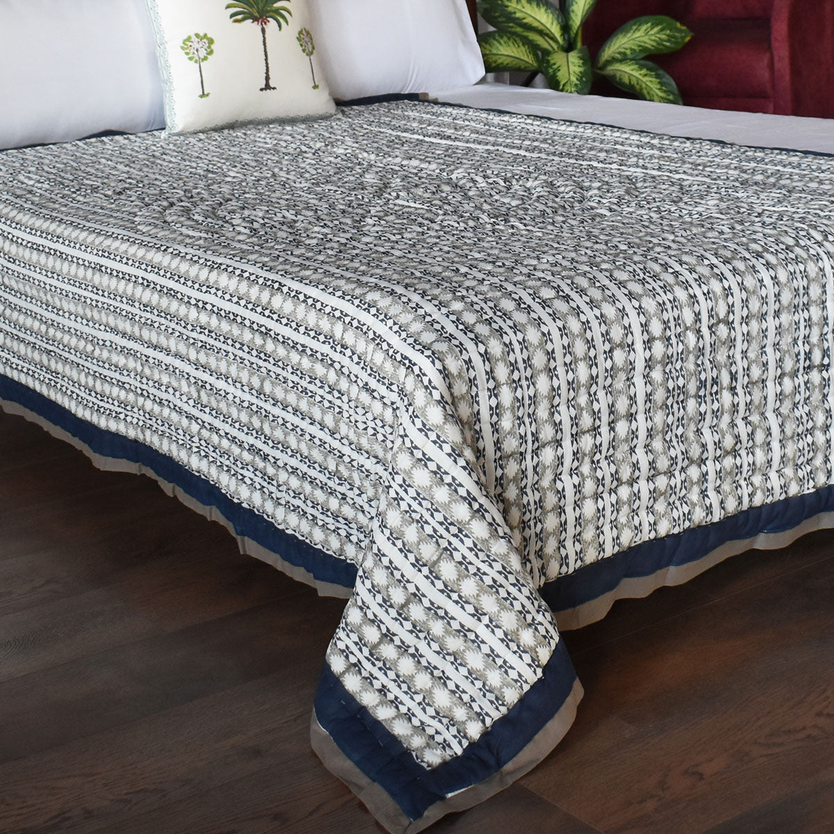 Eco-Friendly Natural Dyed Single Bedding | Nordic Blue Greystone Stripe 202527
