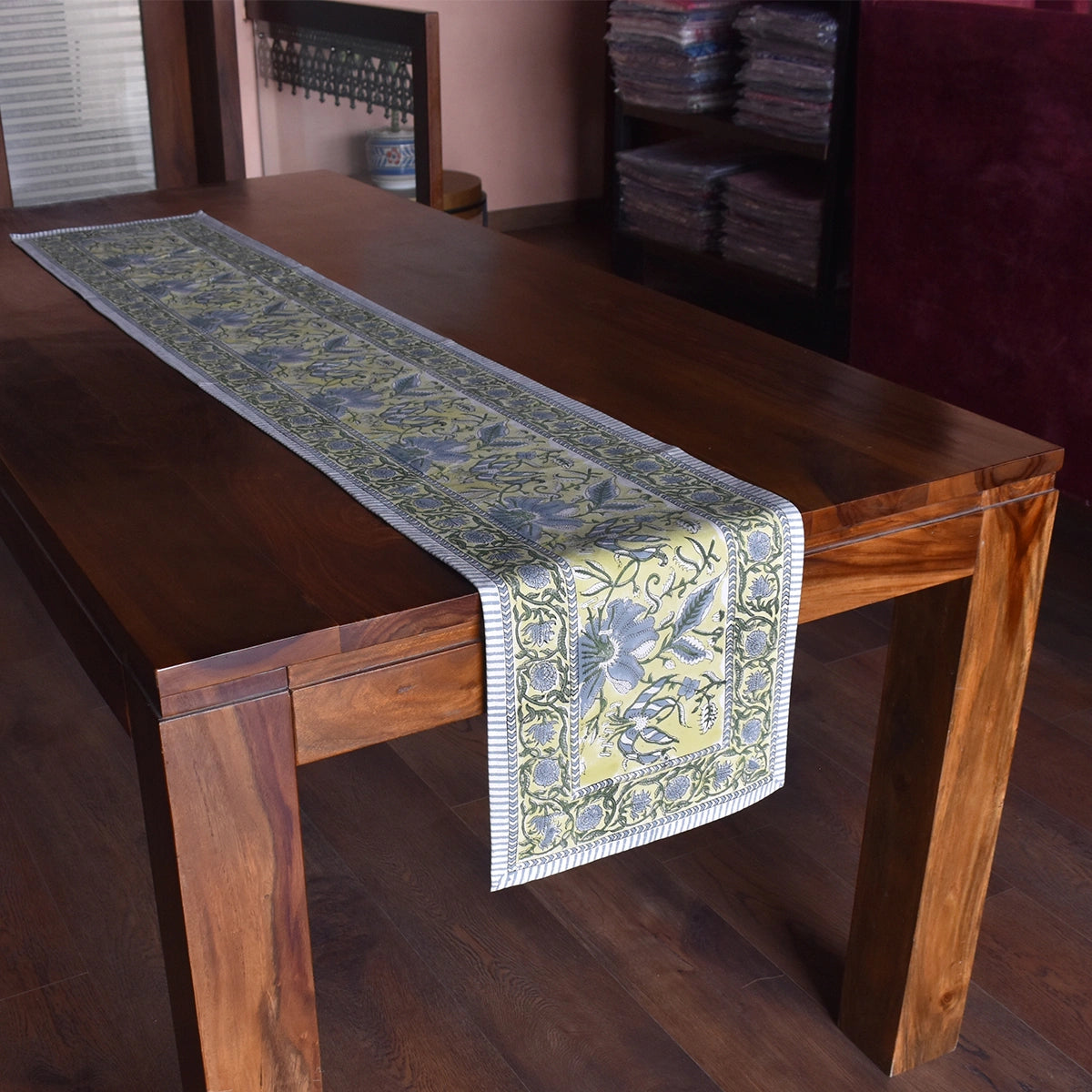 33 X 120 Cm Table Runner Olive Flower Gud
