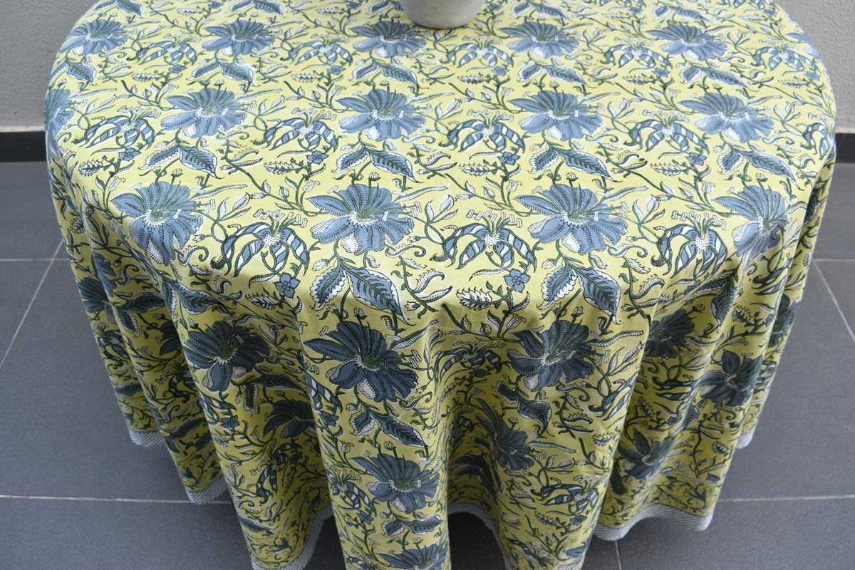 Generous Round Tablecloth For Medium Tables Olive Flower Gud