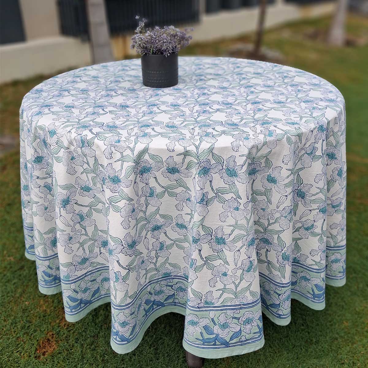 Standard Round Tablecloth Size Orchid Aqua Open