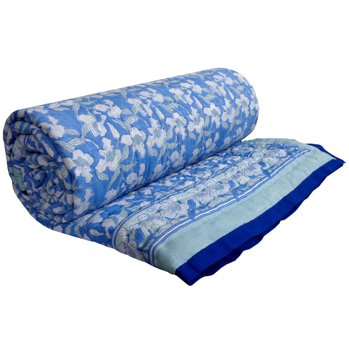 •	Reversible Cotton Quilt King Size | Orchid Aqua 203890
