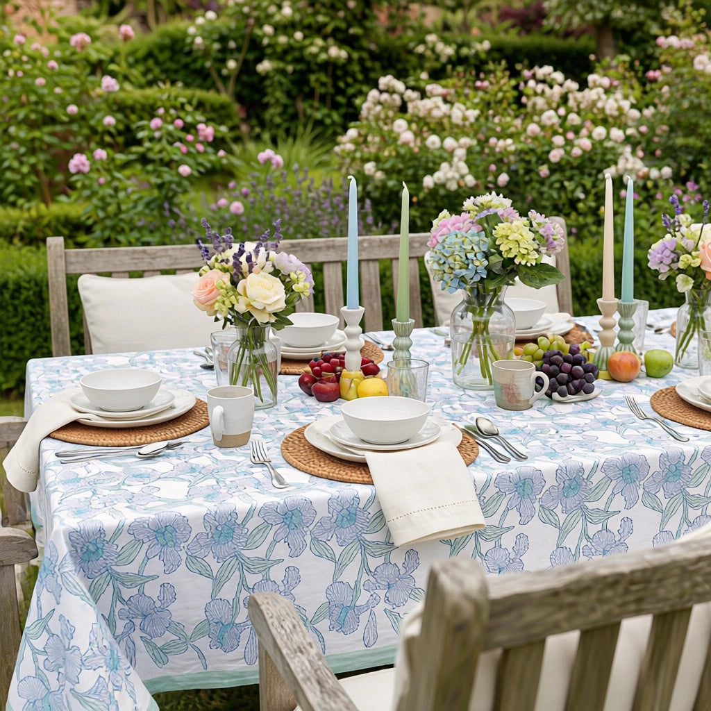 Ethnic Print Tablecloth 150x220 cms | Orchid Aqua Open 203894