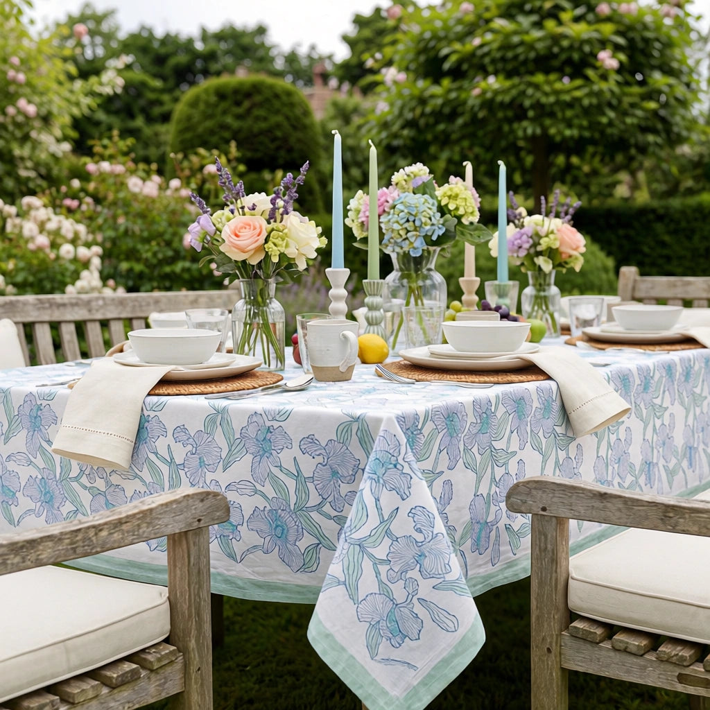 Ethnic Print Tablecloth 150x220 cms | Orchid Aqua Open 203894