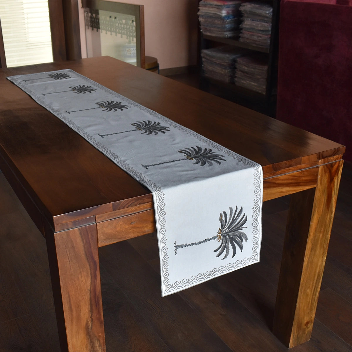 Dining Table Runner | Palm Tree Grey 201752