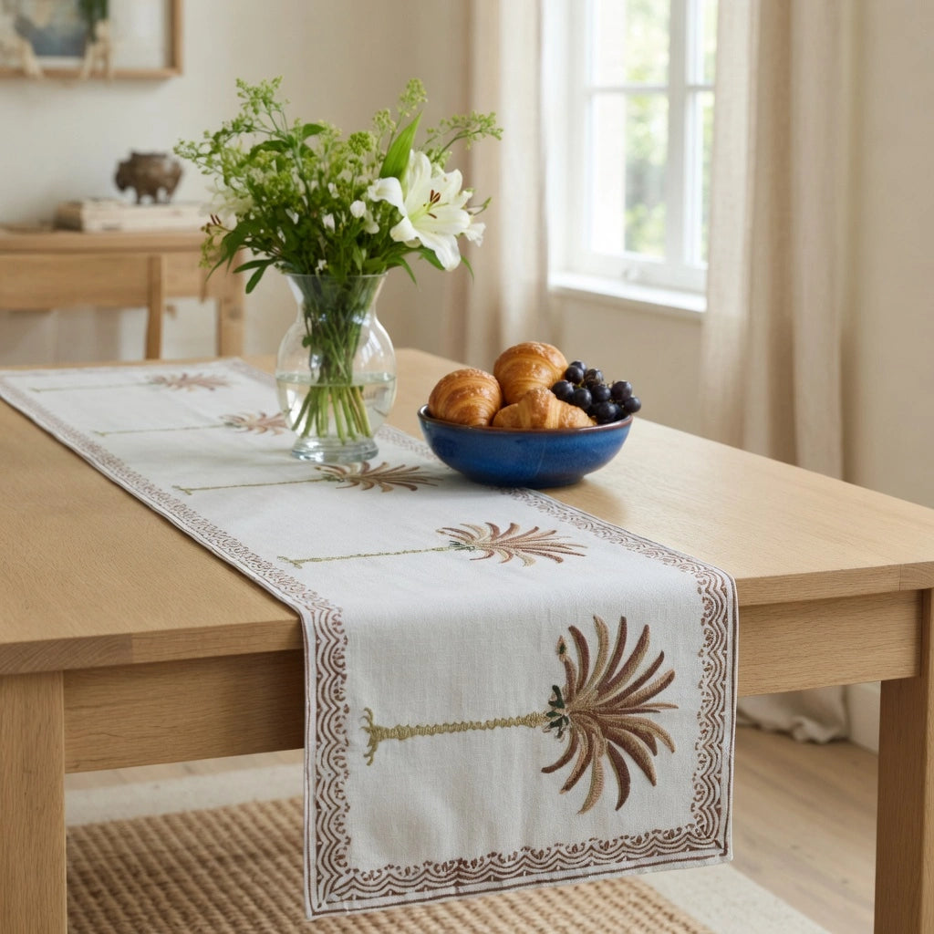 Small Runner For Dining Table Palm Tree Pink