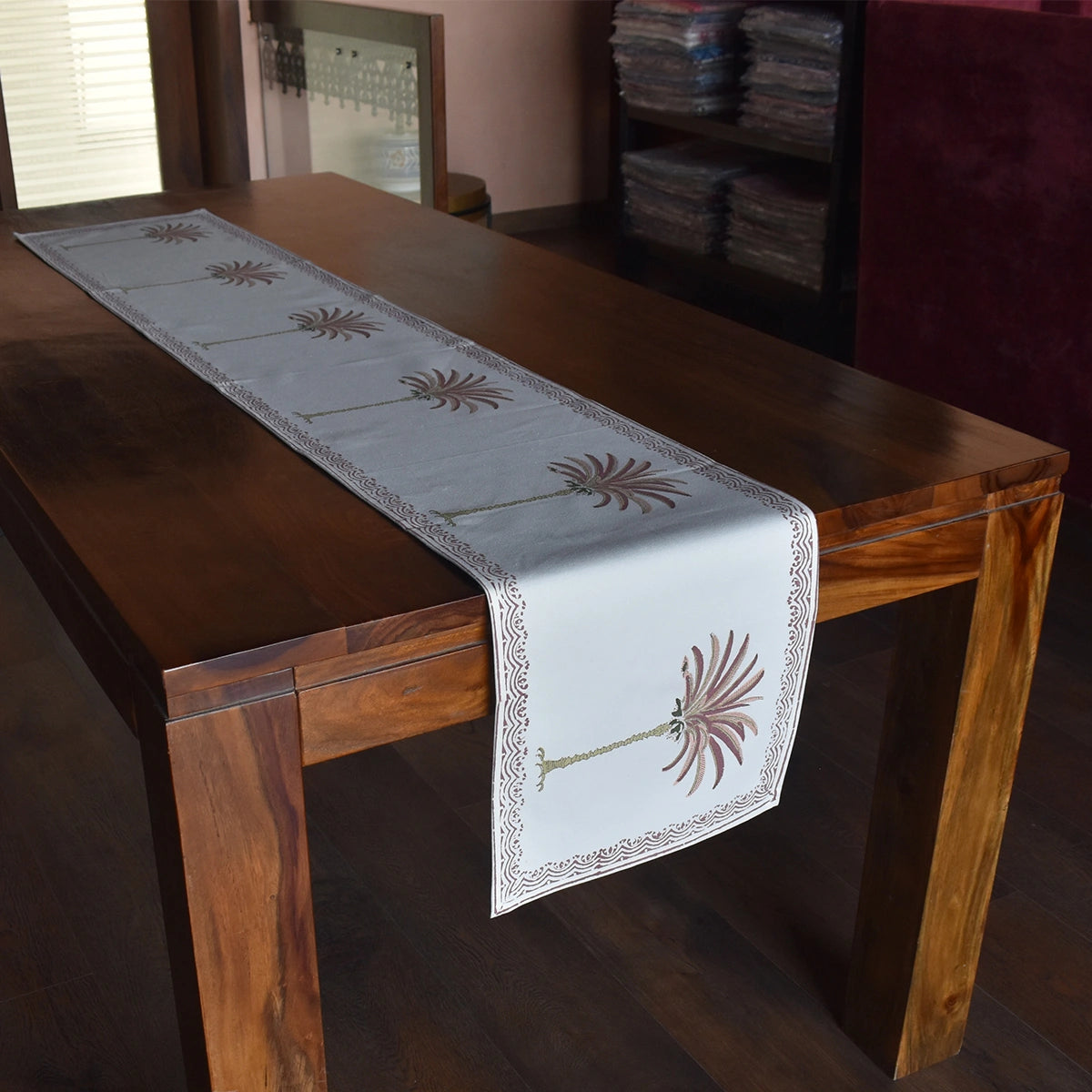 Small Runner For Dining Table Palm Tree Pink