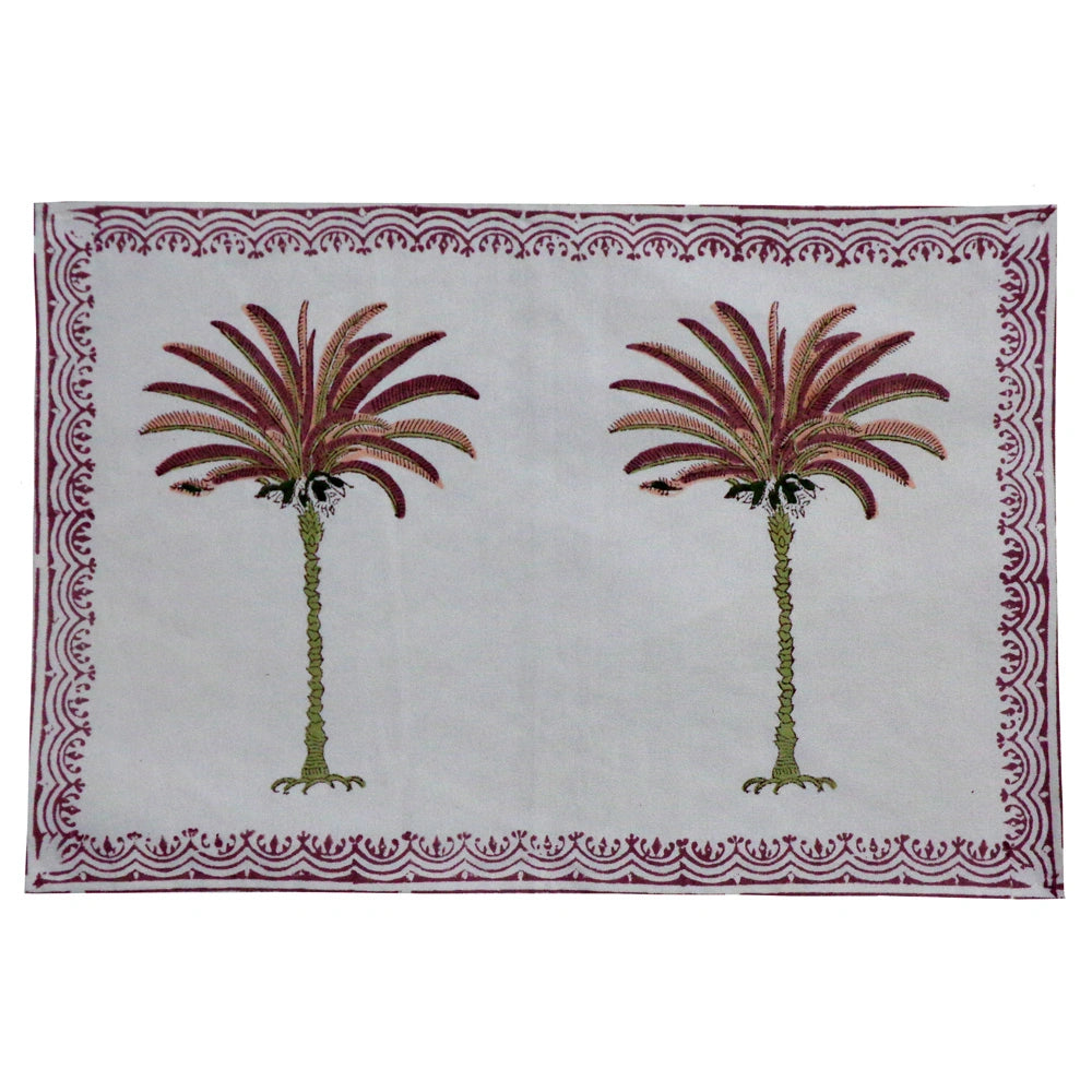 Holiday Table Decor (Set of 2 Table mats) | Palm Tree Pink 202080