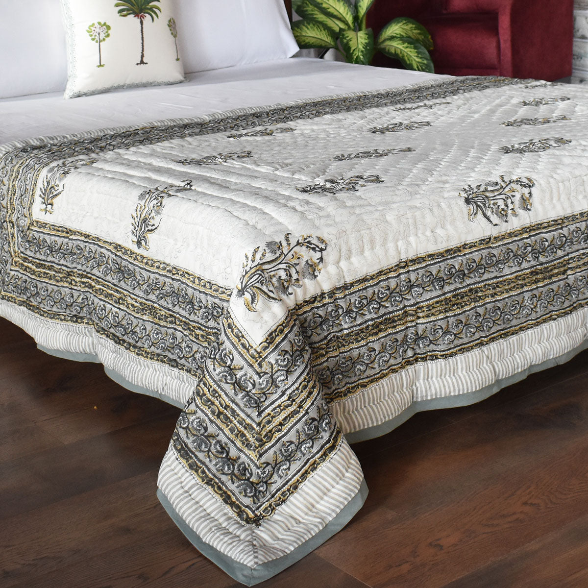 Jaipuri Razai Single Bed | Pan Leaf Dusk 21423